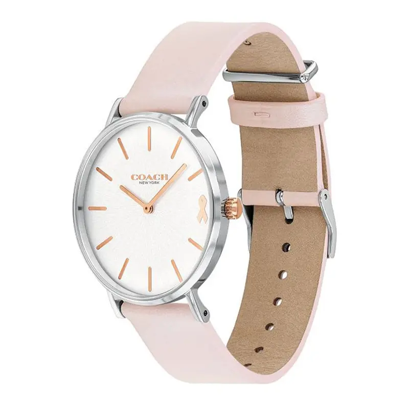 Coach Perry Analog Quartz Silver Stainless Steel 14503128 Pink Leather Strap Women's Watch 2