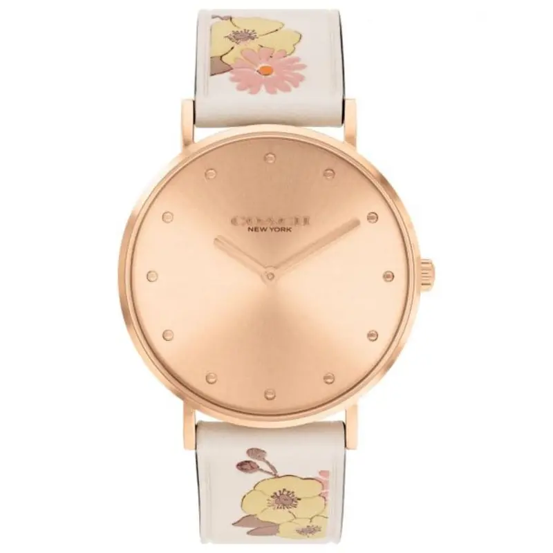 Coach Perry Rose Gold Dial And Leather Strap Women Watch 14503920 1