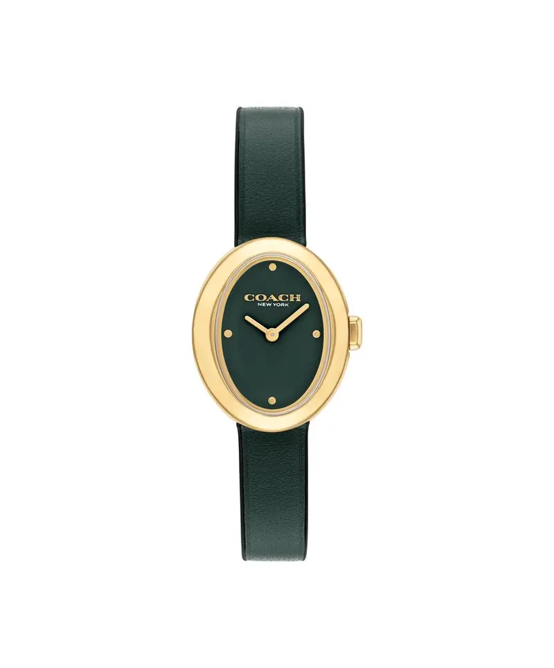 Coach Sammy Gold Case Green Leather Strap Ladies Watch 14504425 1