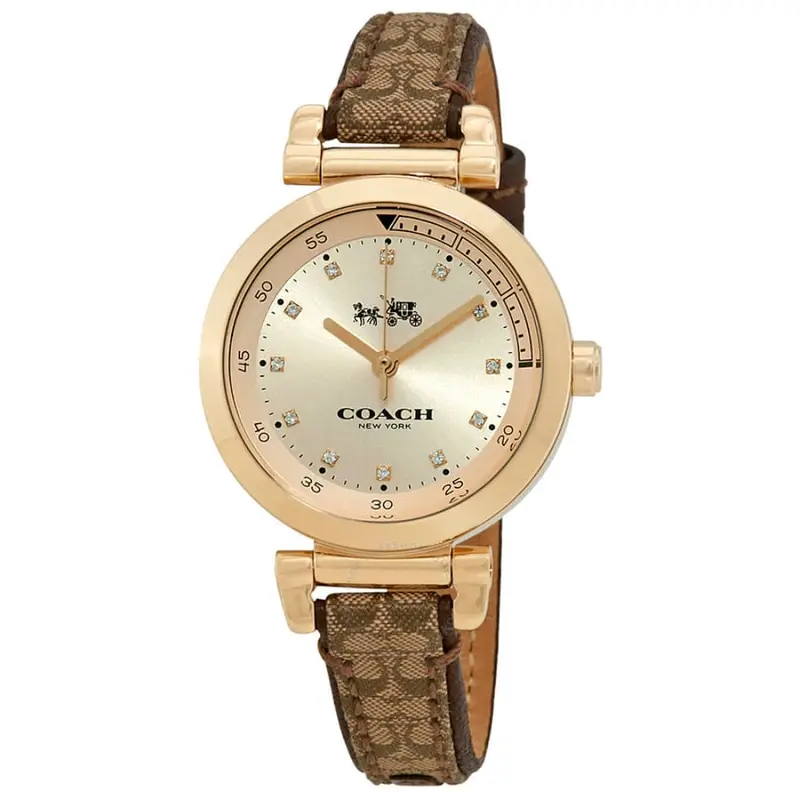 Coach Signature Analog Quartz Gold Stainless Steel 14502539 Leather Strap Women's Watch 1