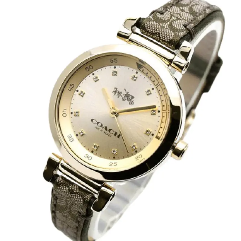Coach Signature Analog Quartz Gold Stainless Steel 14502539 Leather Strap Women's Watch 2