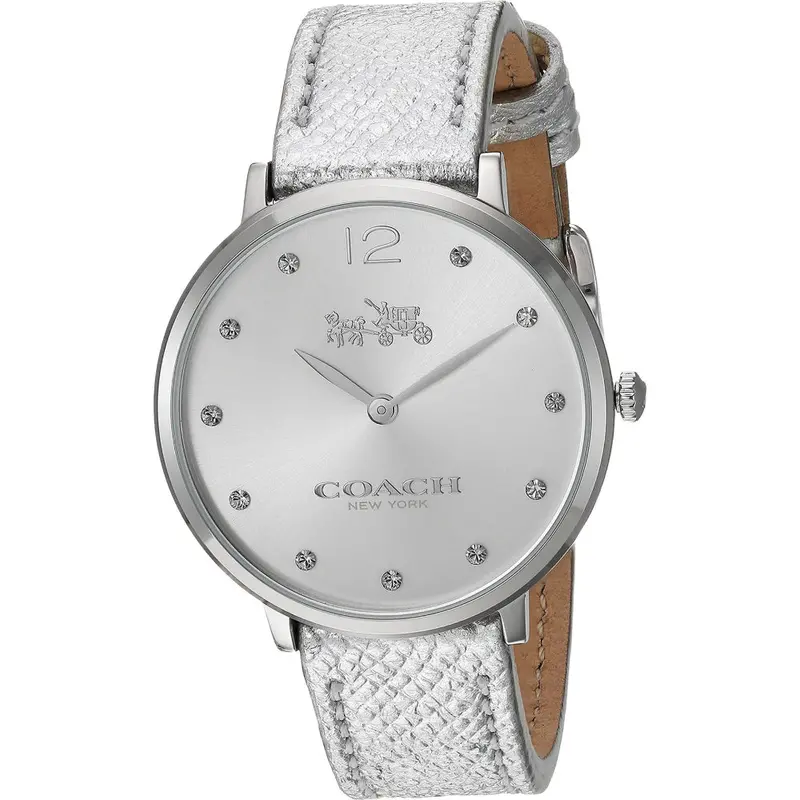 Coach Slim Easton Silver Leather Strap Women Watch 14502685P 1
