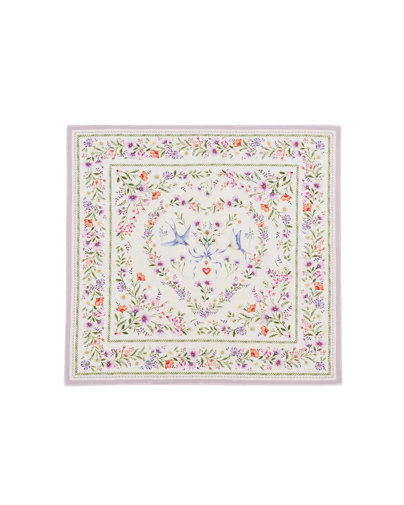 Cream Forget Me Not Narrative Square Scarf 1