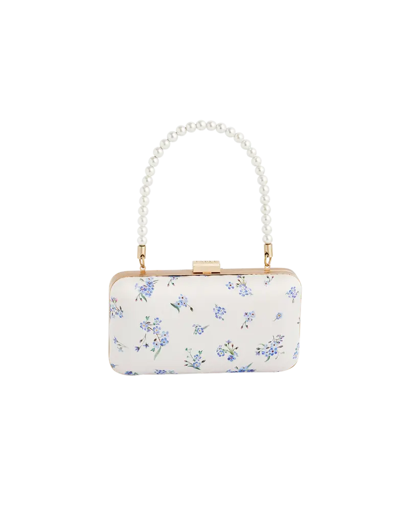 Cream Forget Me Not Pearl Handle Clutch 1