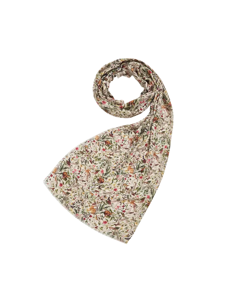 Cream Garden Floral Lightweight Long Scarf 1
