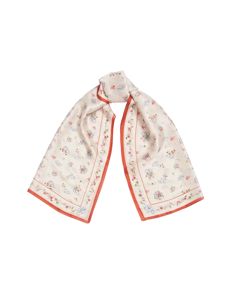 Cream High Teacups Silky Scarf 1