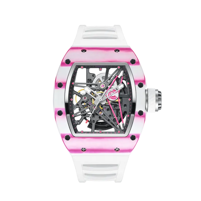 Cronus Art Assassin White Strap Men's Watch -  Carbon Fiber Pink | Cm002-001 1