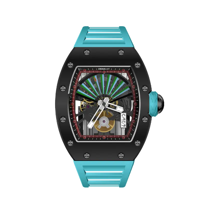 Cronus Art Folding Fan Blue Fluoroelastomer Men's Watch Cm09-027 1