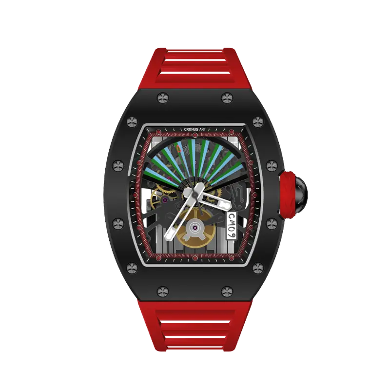 Cronus Art Folding Fan Red Fluoroelastomer Men's Watch Cm09-026 1