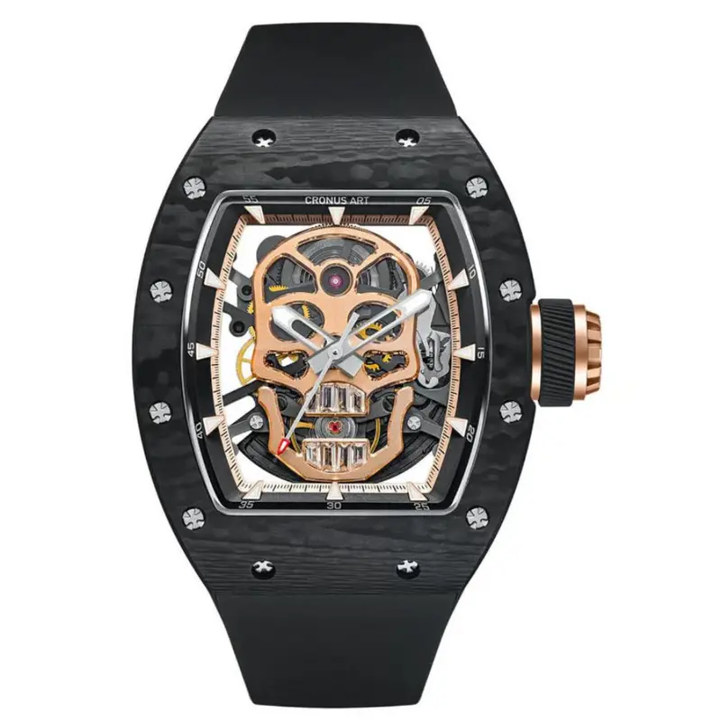 Cronus Art Gem Skull Black Strap Men's Watch -  Skeleton Dial | Cm002-051 1