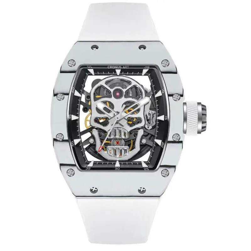 Cronus Art Gem Skull White Strap Men's Watch -  Skeleton Dial | Cm002-080 1