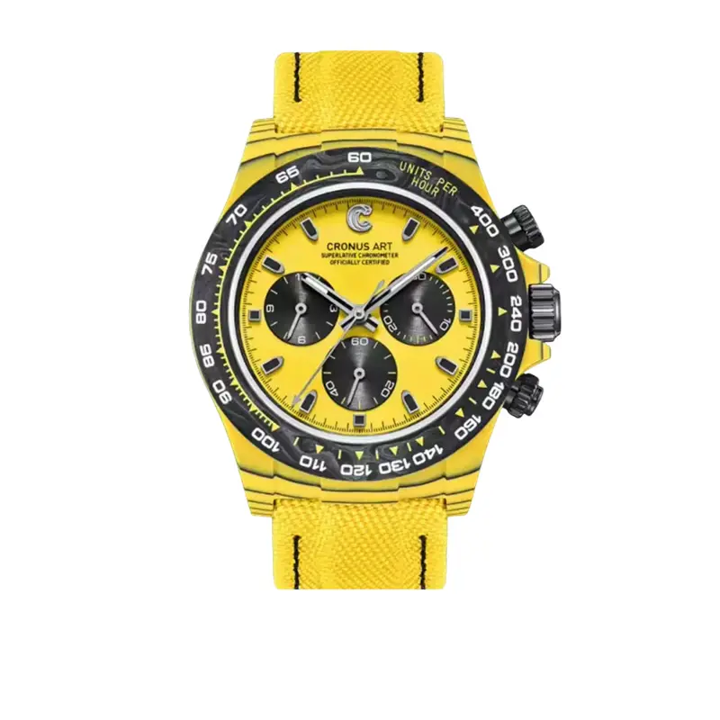 Cronus Art High Quality Canvas Woven Yellow Strap Men Watch Cm016-001 1