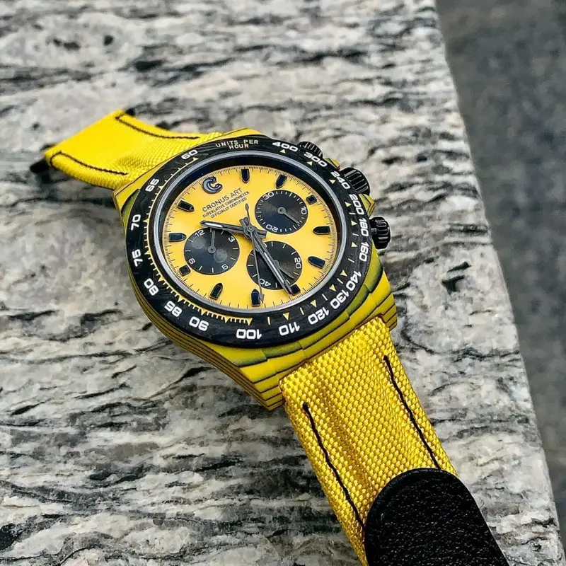 Cronus Art High Quality Canvas Woven Yellow Strap Men Watch Cm016-001 2