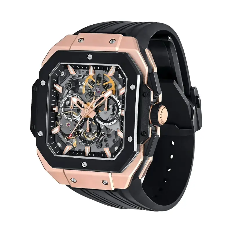 Cronus Art High Quality Fluorine Black Band Men Watch Cm025-006 2