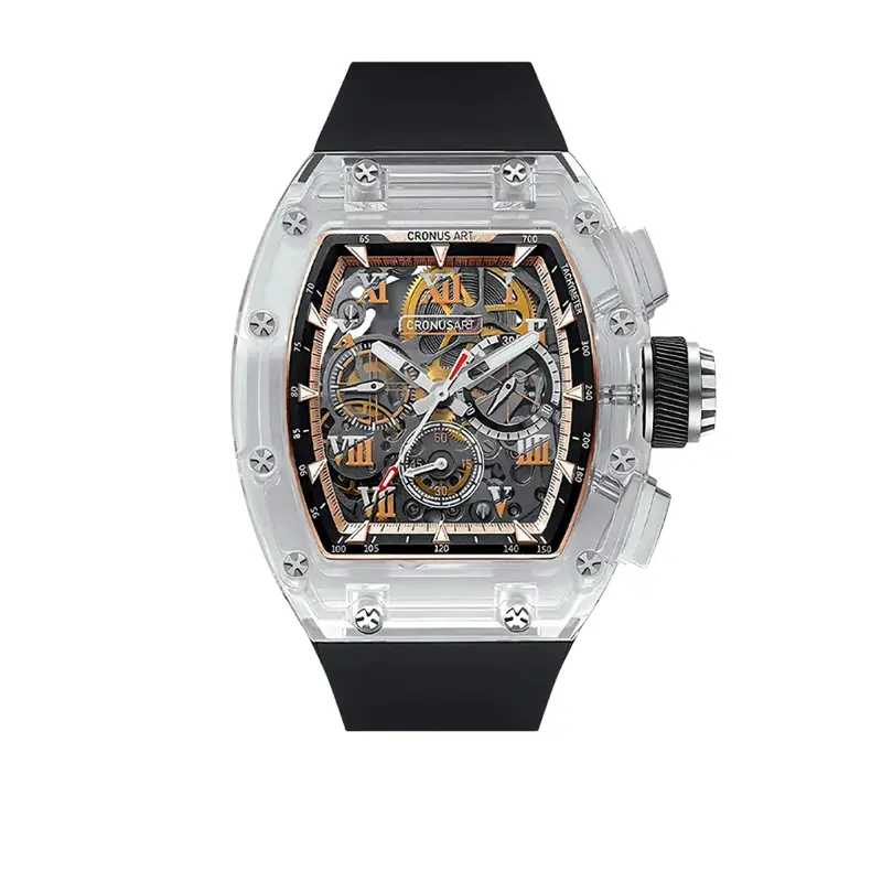 Cronus Art High Quality Fluorine Black Band Strap Men Watch Cm08-033 1