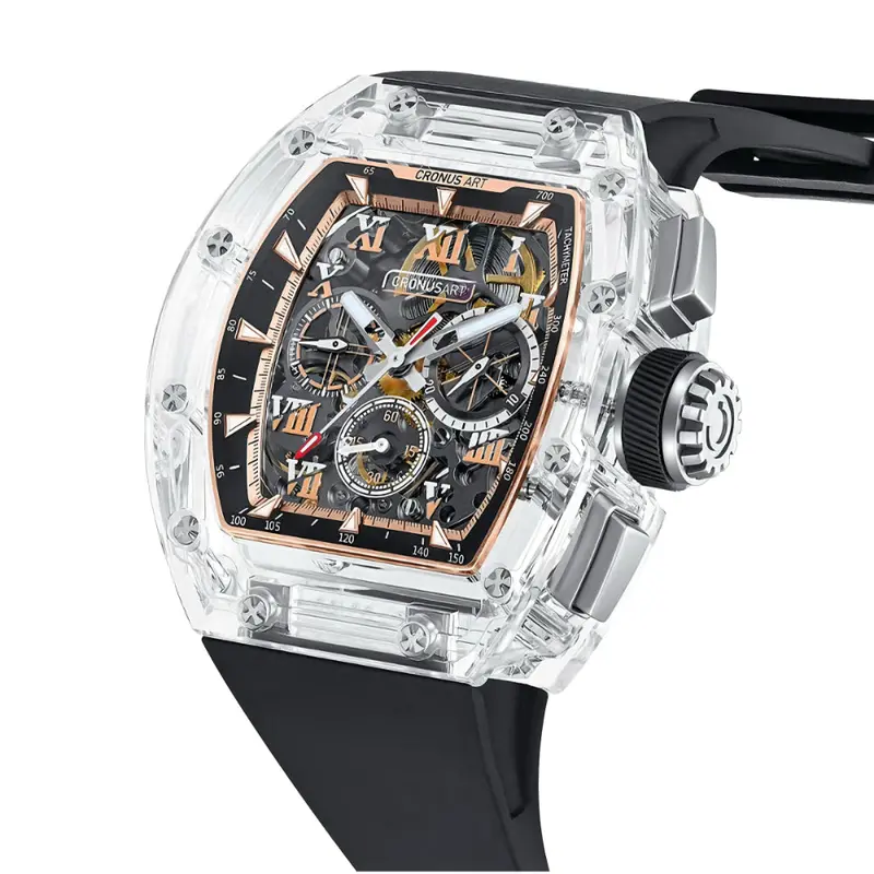 Cronus Art High Quality Fluorine Black Band Strap Men Watch Cm08-033 2