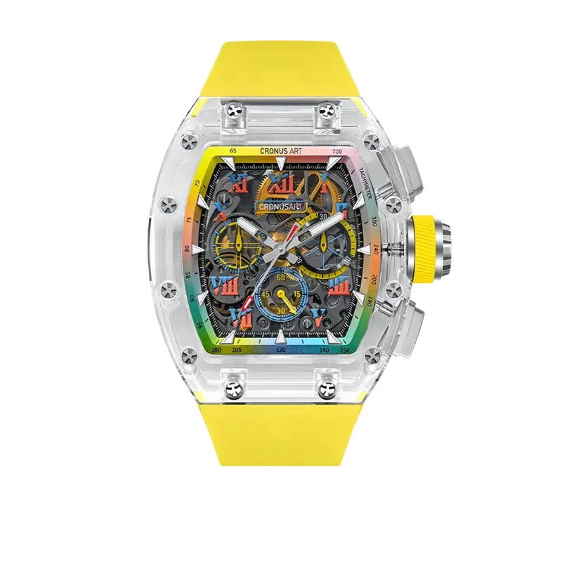 Cronus Art High Quality Fluorine Yellow Band Strap Men Watch Cm08-032 1