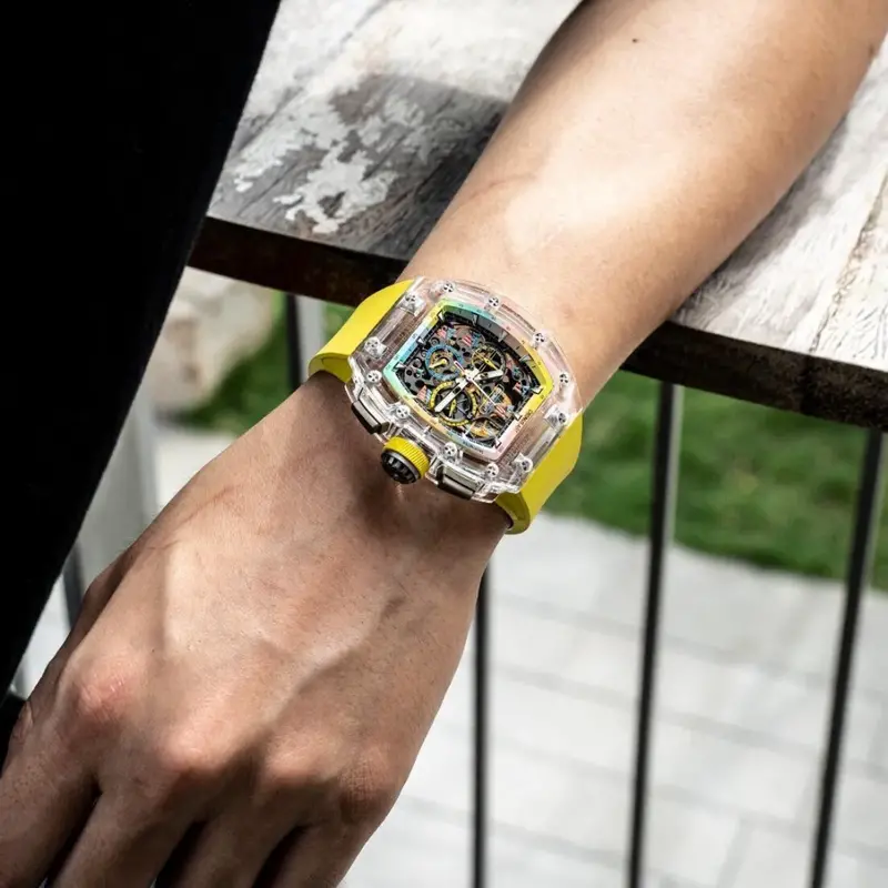 Cronus Art High Quality Fluorine Yellow Band Strap Men Watch Cm08-032 2
