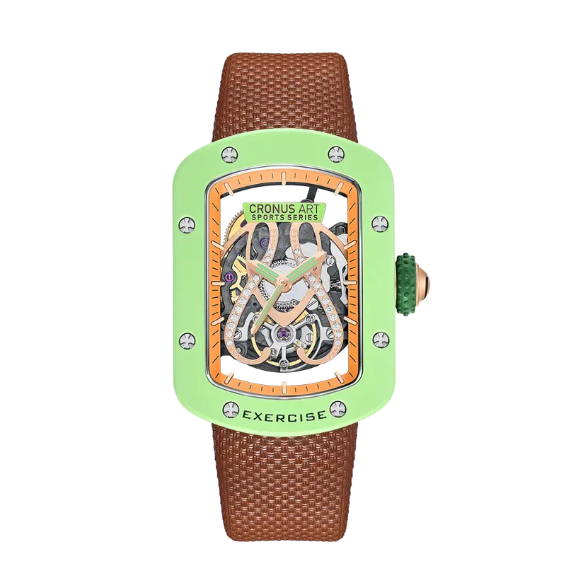 Cronus Art Lady Boss Starry Brown Strap Men's Watch -  Avocado Green | Cm017-005 1