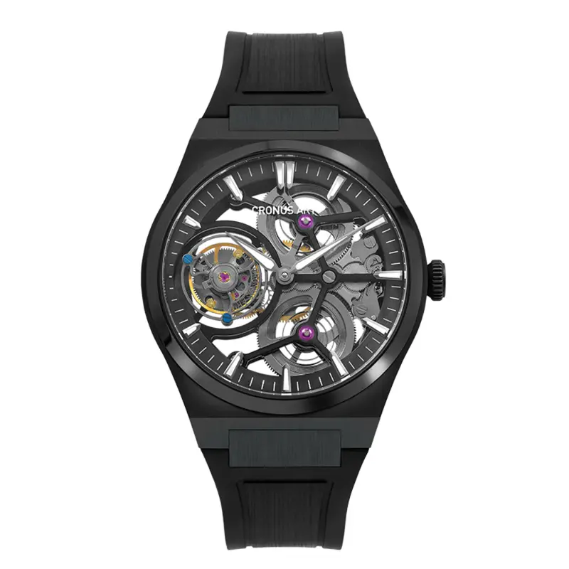 Cronus Art Titanium Fluoroelastomer Strap Men's Watch - Dark Knight Black | Cm022-003 1