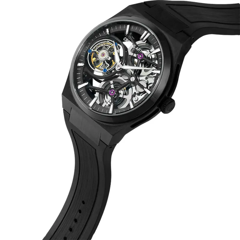 Cronus Art Titanium Fluoroelastomer Strap Men's Watch - Dark Knight Black | Cm022-003 2
