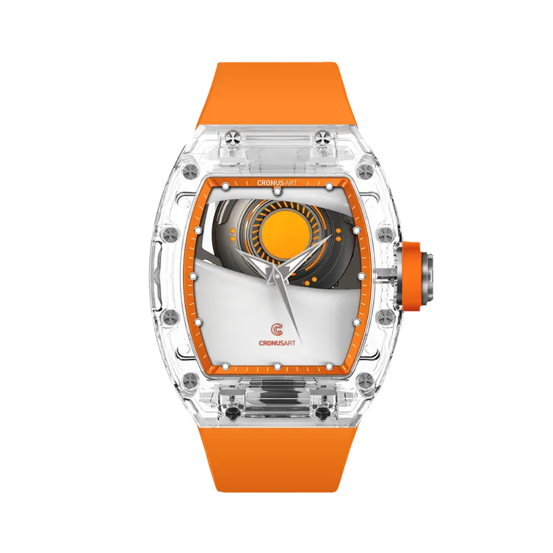 Cronusart Eye Of Zhu Rong Orange Fluoroelastomer Strap Men's Watch Cm001-070 1