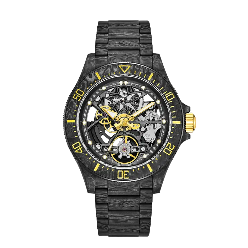 Cronusart Helmsman Obsidian Gold Stainless Steel Strap Men's Watch Cm016-026 1