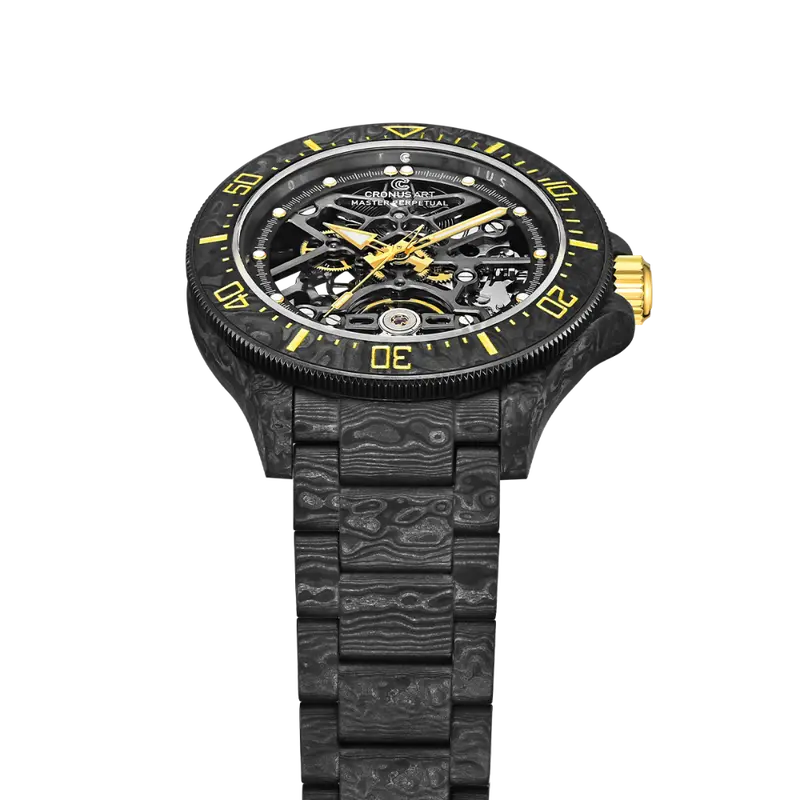 Cronusart Helmsman Obsidian Gold Stainless Steel Strap Men's Watch Cm016-026 2