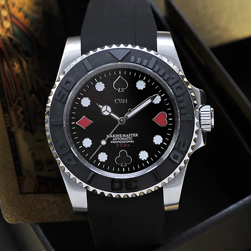 Cwh Special Custom Collective Bluff Master - Silver Stainless Steel Rubber Strap Diver’S Watch Ch-Mod-M26 1
