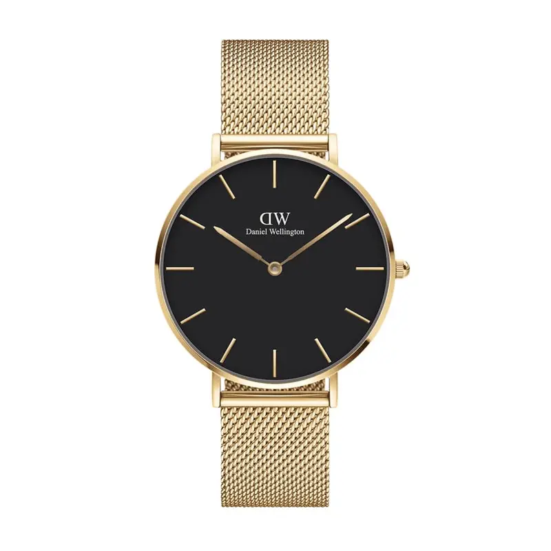 Daniel Wellington Black Dial Gold Milanese Stainless Steel Strap Women Watch Dw00100347 1