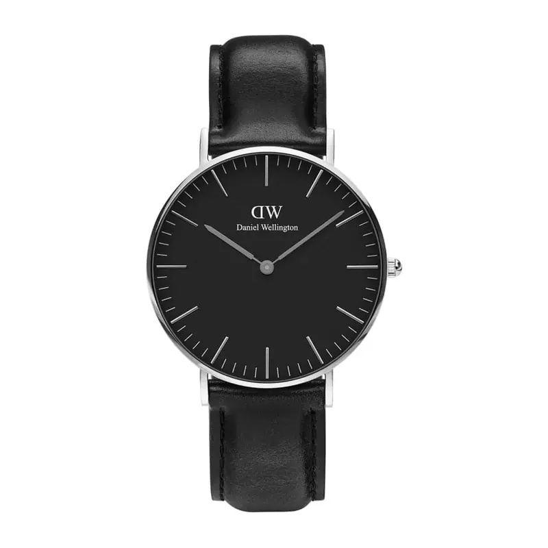 Daniel Wellington Black Dial Leather Strap Men Watch Dw00100145 1