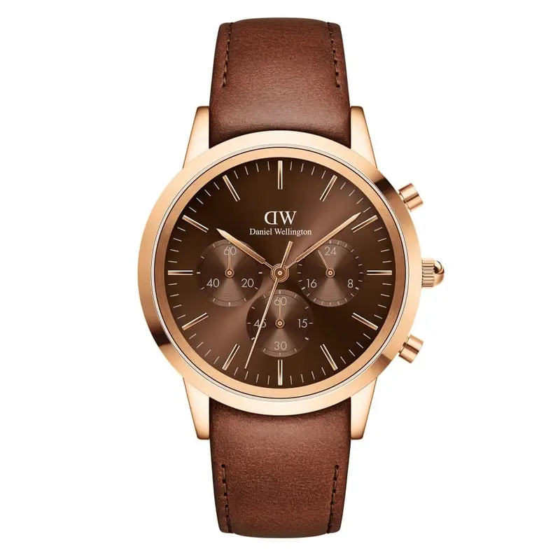 Daniel Wellington Brown Chronograph Dial Leather Strap Men Watch Dw00100640 1