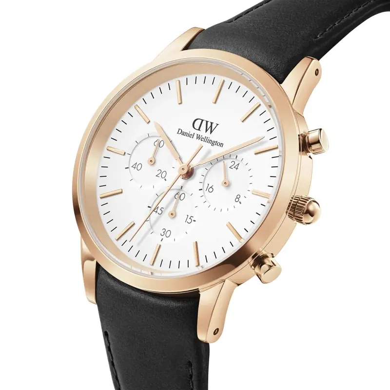 Daniel Wellington Chronograph Dial Black Leather Strap Men Watch Dw00100646 2
