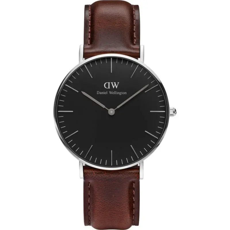 Daniel Wellington Classic Bristol Silver Stainless Steel Dw00100143 Brown Leather Strap Unisex's Watch 1
