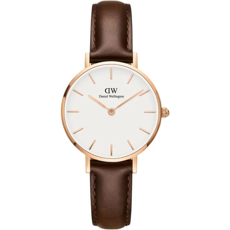 Daniel Wellington Classic Petite 28 Bristol Rose Gold Stainless Steel Dw00100227 Brown Leather Strap Women's Watch 1