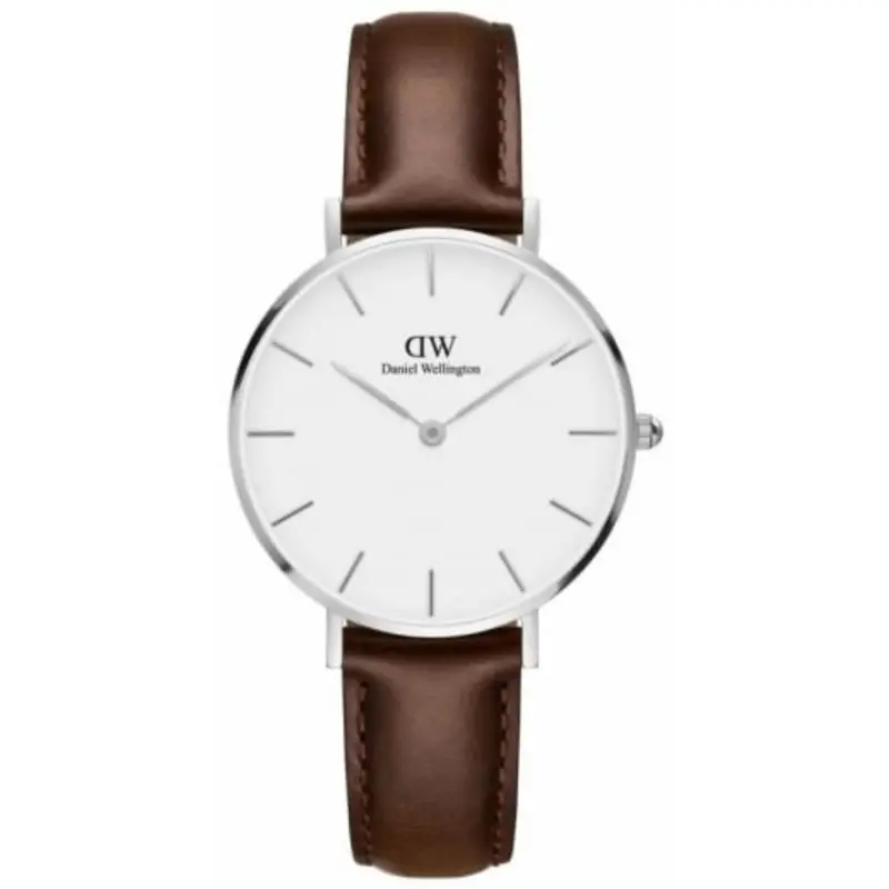 Daniel Wellington Classic Petite Bristol Silver Stainless Steel Dw00100183 Brown Leather Strap Women's Watch 1