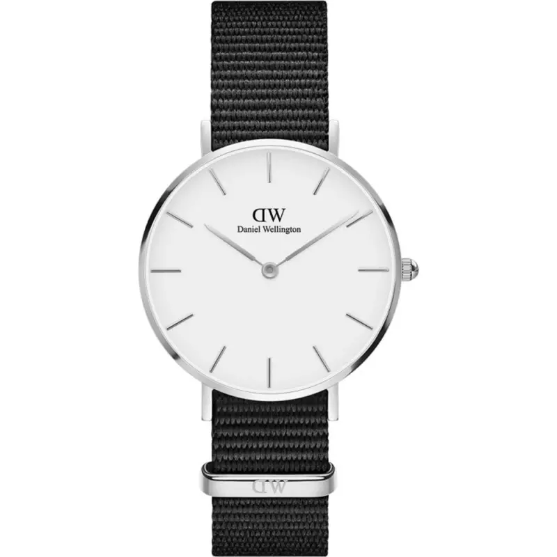 Daniel Wellington Classic Petite Cornwall Silver Stainless Steel Dw00100254 Black Nato Strap Women's Watch 1