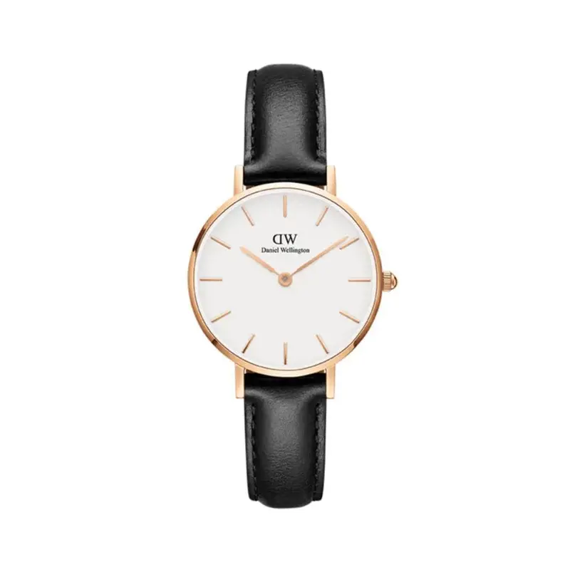 Daniel Wellington Classic Petite Sheffield Rose Gold Stainless Steel Dw00100230 Black Leather Strap Women's Watch 1