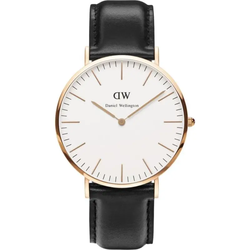 Daniel Wellington Classic Sheffield Rose Gold Stainless Steel Dw00100007 Black Leather Strap Men's Watch 1