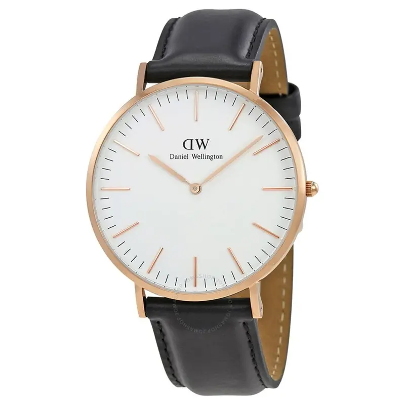 Daniel Wellington Classic Sheffield Rose Gold Stainless Steel Dw00100007 Black Leather Strap Men's Watch 2