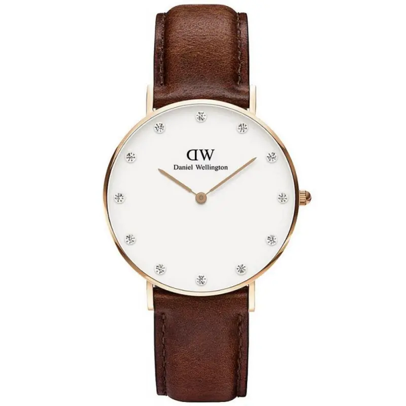 Daniel Wellington Classy St Mawes Rose Gold Stainless Steel Dw00100075 Brown Leather Strap Women's Watch 1