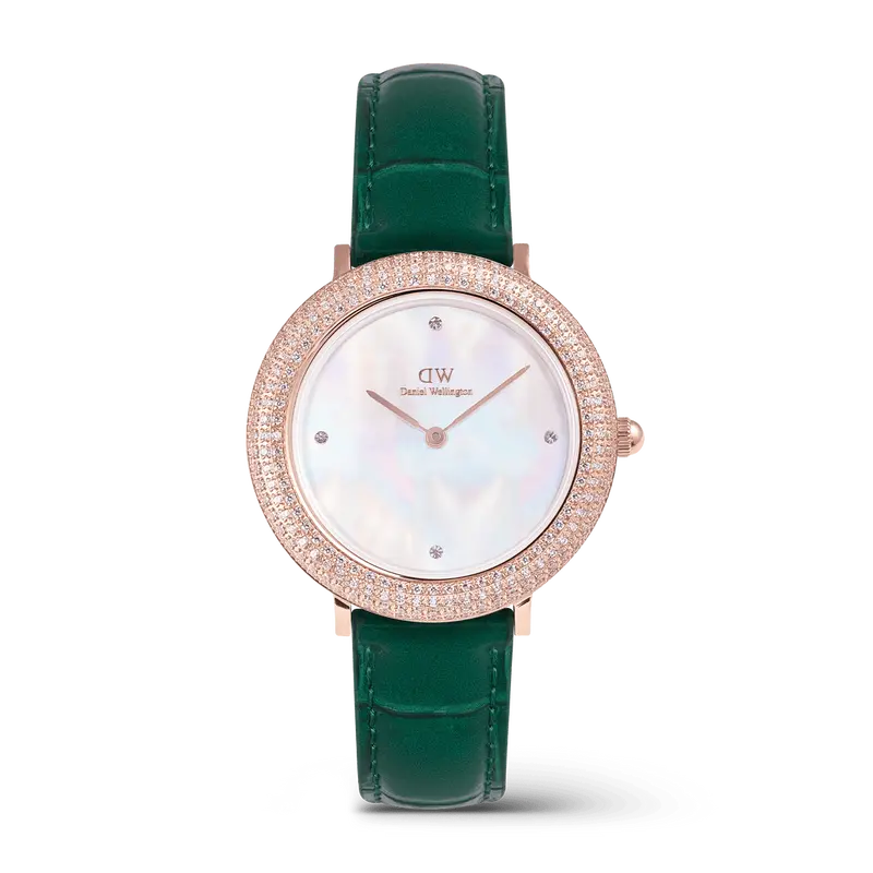 Daniel Wellington Crystalline Bezel Green Croc Rose Gold Women's Watch Dw00100826 1