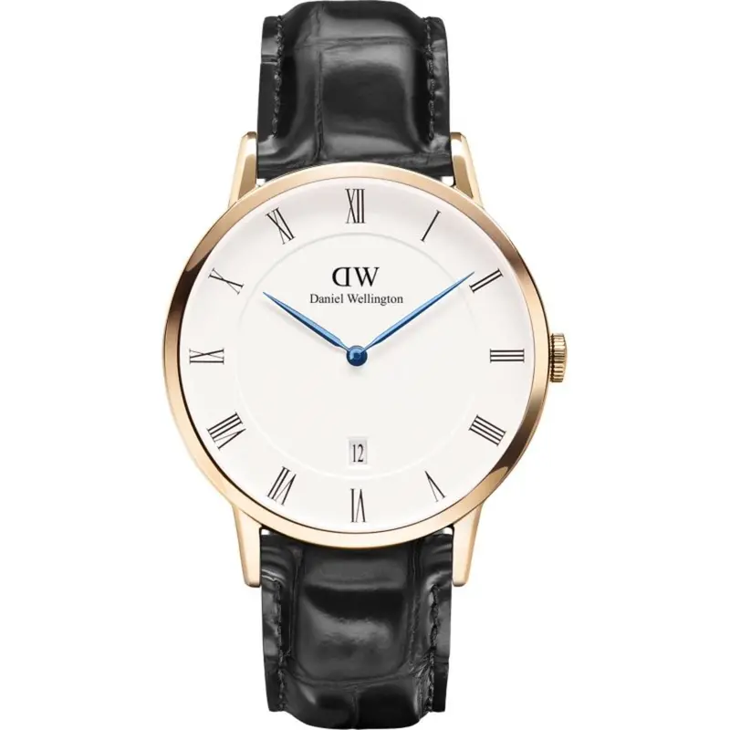 Daniel Wellington Dapper Reading Rose Gold Stainless Steel Dw00100107 Black Leather Strap Men's Watch 1