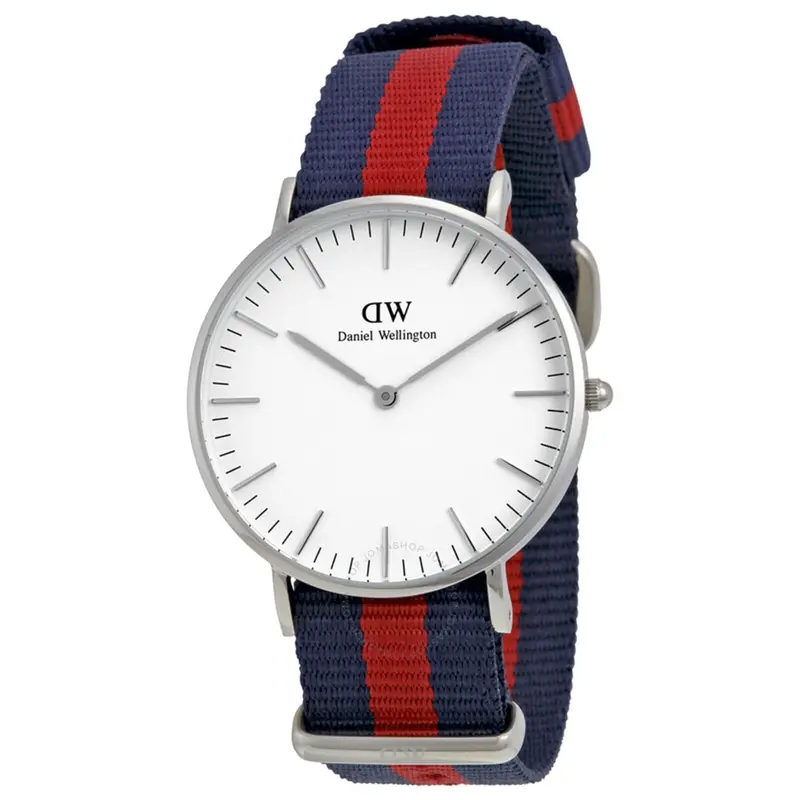 Daniel Wellington Oxford Silver Stainless Steel Dw00100046 Striped Nato Strap Women's Watch 1