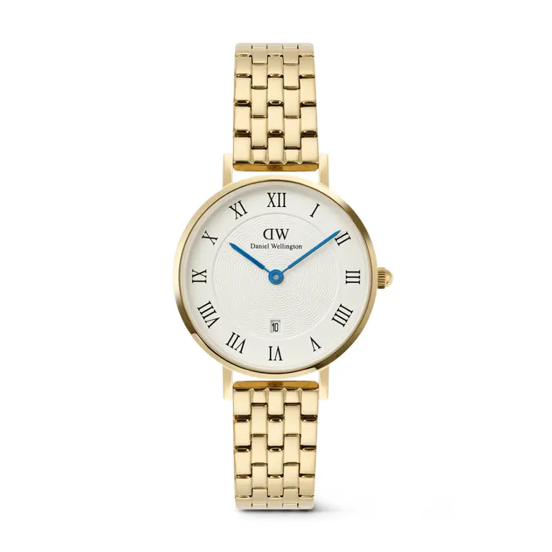 Daniel Wellington Petite Roman Numerals Date 5-Link Gold Women's Watch Dw00100857 1