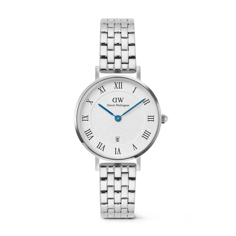 Daniel Wellington Petite Roman Numerals Date 5-Link Silver Women's Watch Dw00100859 1