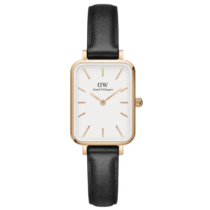 Daniel Wellington Quadro Dw00100434 Black Leather Strap Women's Watch 1