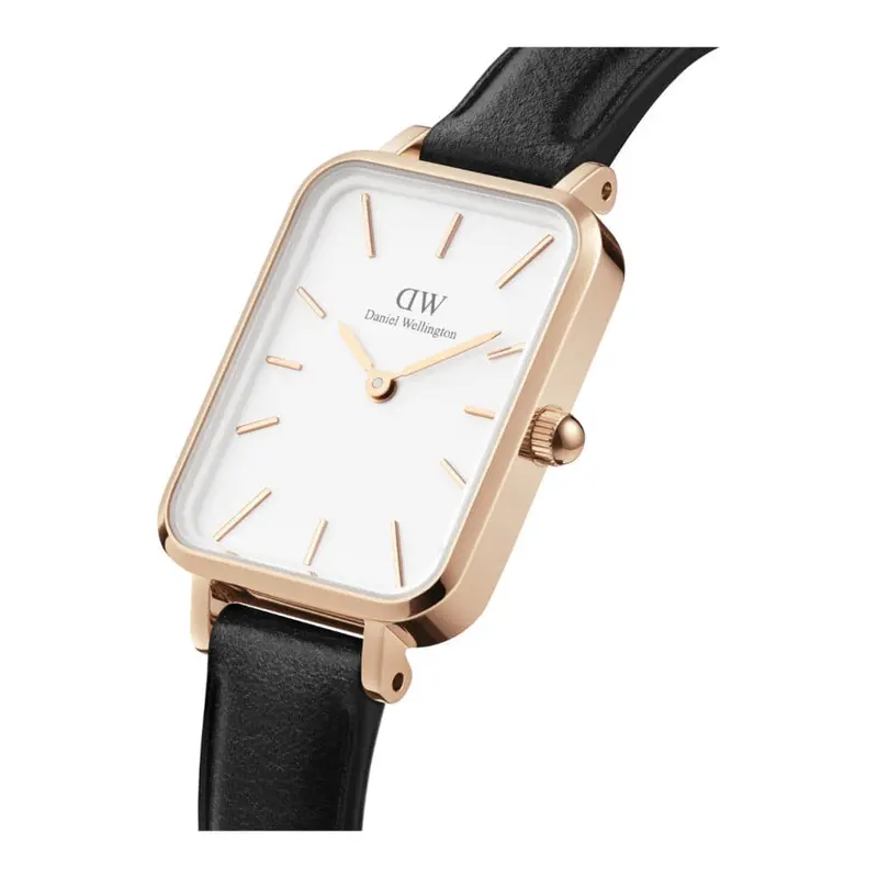 Daniel Wellington Quadro Dw00100434 Black Leather Strap Women's Watch 2