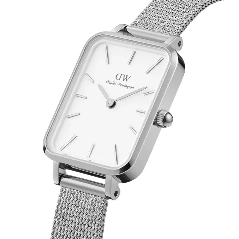 Daniel Wellington Quadro Dw00100438 White Dial Silver Mesh Strap Women's Watch 2