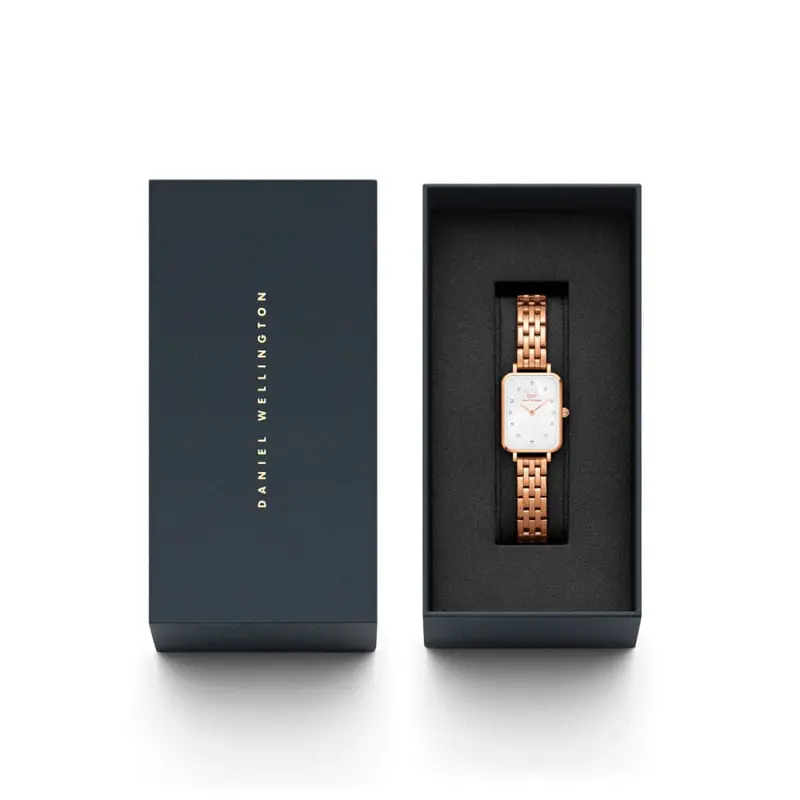 Daniel Wellington Quadro Lumine Rose Gold Stainless Steel Strap Women Watch Dw00100620 2